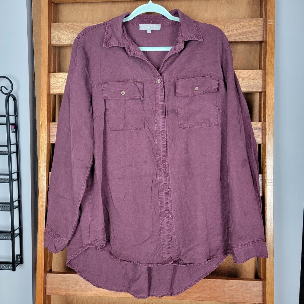 ⬇️Marled Deep Burgundy Tencel Button Down Sz 14/16- Marked Down